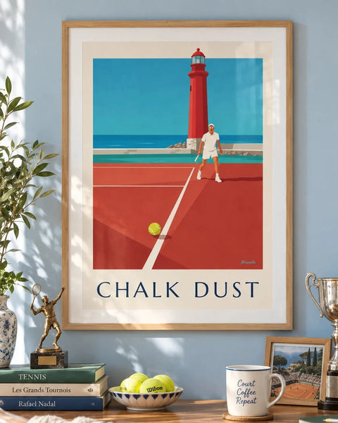 Tennis posters: collection poster framed in an interior