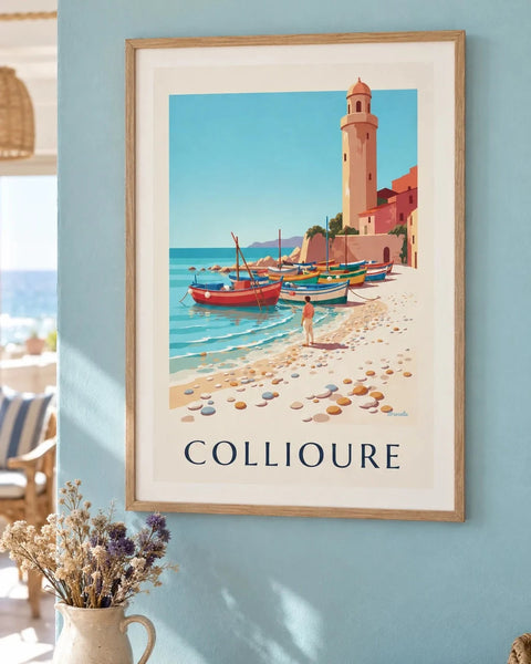 Affiches Collioure : affiche de la collection encadrée dans un intérieur