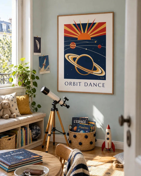 Space posters: collection poster framed in a home interior