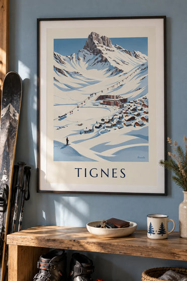 Póster de Tignes-Le Lac bajo la nieve : enmarcado en la pared