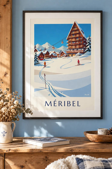 Póster de Méribel-Mottaret bajo el sol : enmarcado en la pared