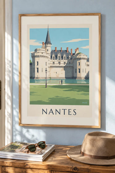 Póster del Castillo de los duques de Bretaña en Nantes : enmarcado en la pared