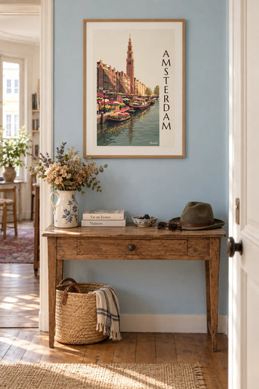 Póster del mercado de las flores del Singel en Ámsterdam: enmarcado en la pared