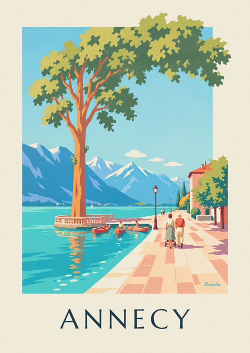 Stroll along Lake Annecy under the plane trees poster: the full poster