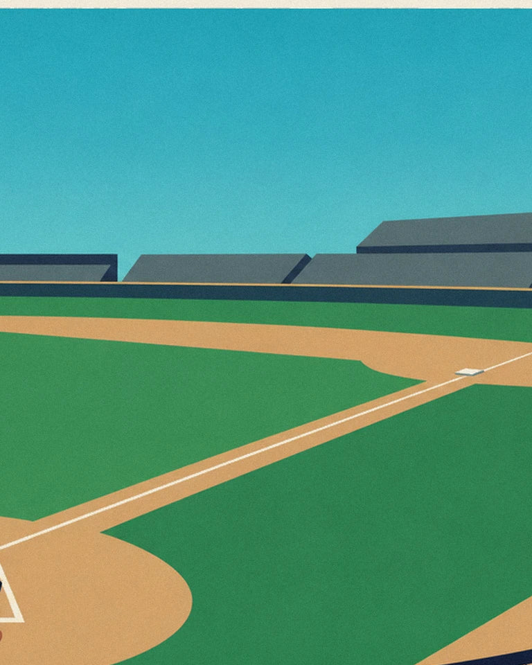 Affiche match de baseball vu des tribunes un après-midi : détail en gros plan
