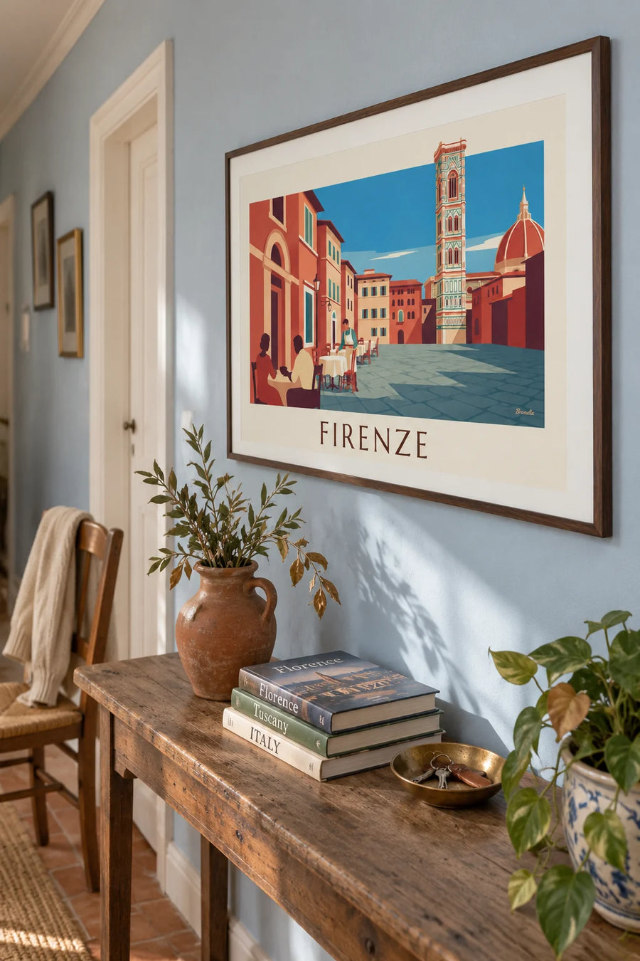 Affiche terrasse de café face au Duomo de Florence : encadrée au mur