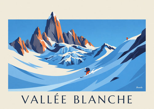 Póster de esquiador fuera de pista en el glaciar del Valle Blanco: el póster completo