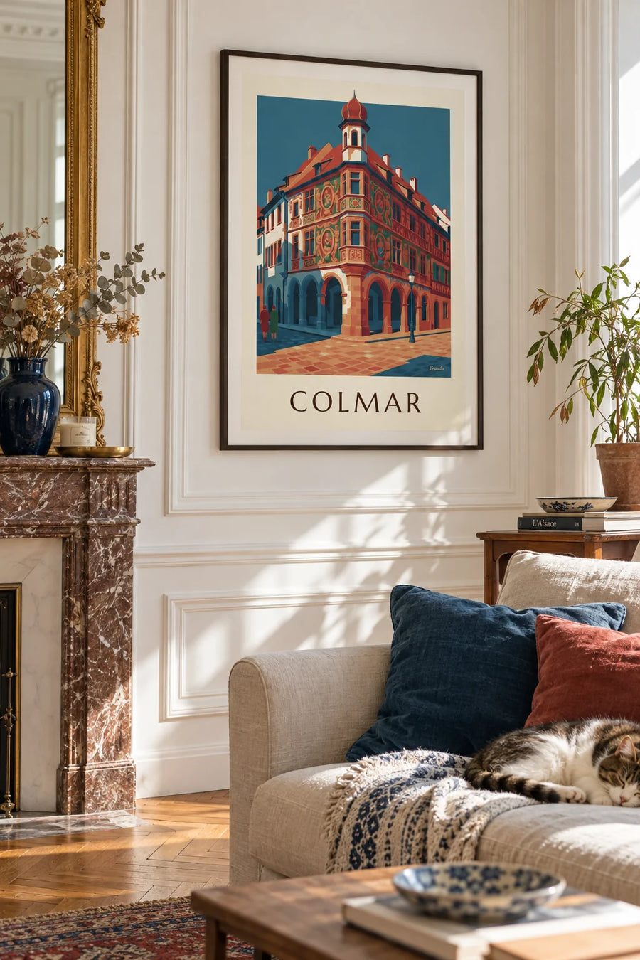 Póster Maison Pfister y su galería de madera tallada en Colmar: enmarcado en la pared