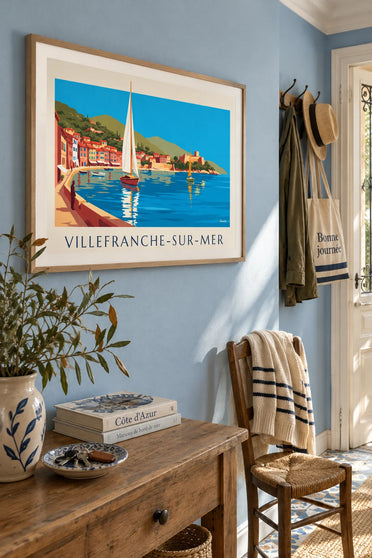 Póster de veleros en la rada de Villefranche-sur-Mer: enmarcado en la pared