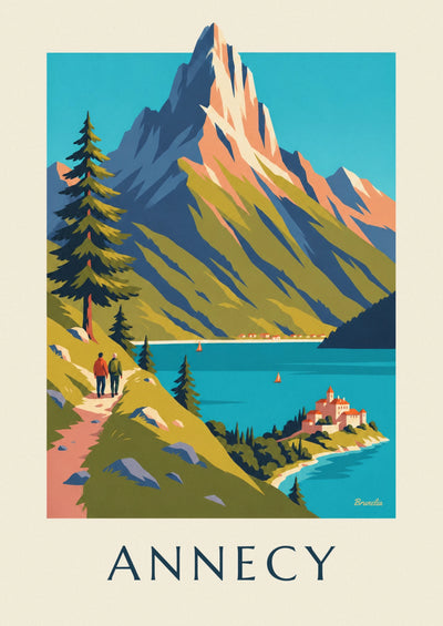 Affiche randonnée au-dessus du lac d'Annecy : l'affiche entière