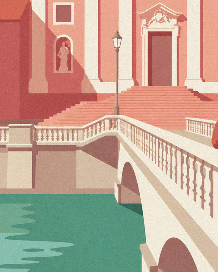 Póster de la iglesia franciscana rosa de Liubliana: detalle en primer plano