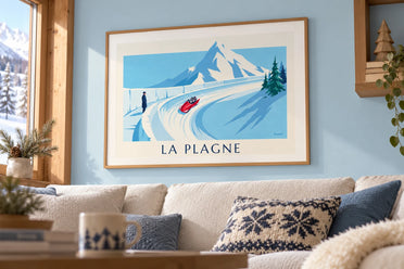 Póster de la pista olímpica de bobsleigh de La Plagne: enmarcado en la pared