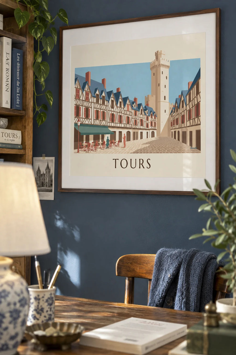 Place Plumereau and Renaissance architecture in Tours poster: framed on the wall