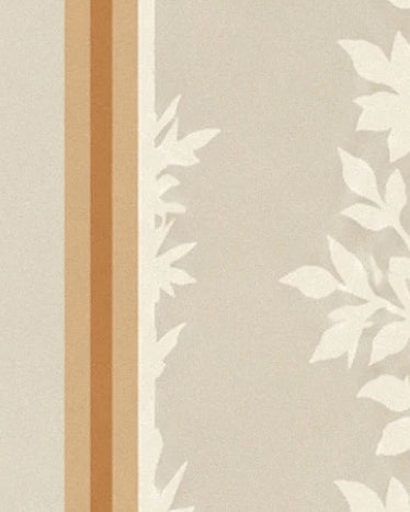 The ochre window frame edged with white leaf-shaped frost patterns