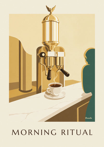 Póster de una taza de espresso italiano de porcelana: el póster completo
