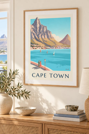 Póster de la Montaña de la Mesa y Lion's Head en Ciudad del Cabo : enmarcado en la pared