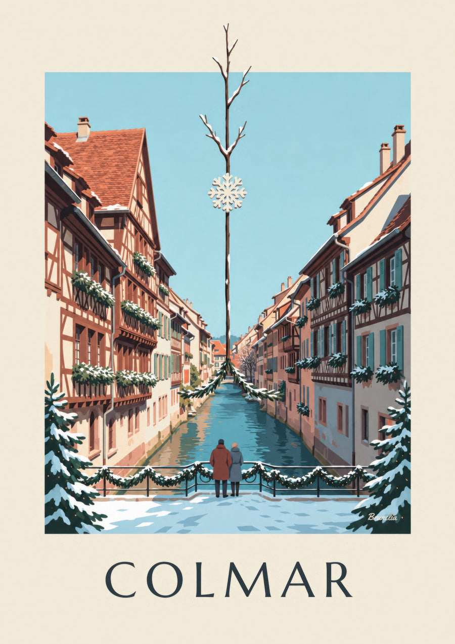 Cartel de la Pequeña Venecia de Colmar en Navidad