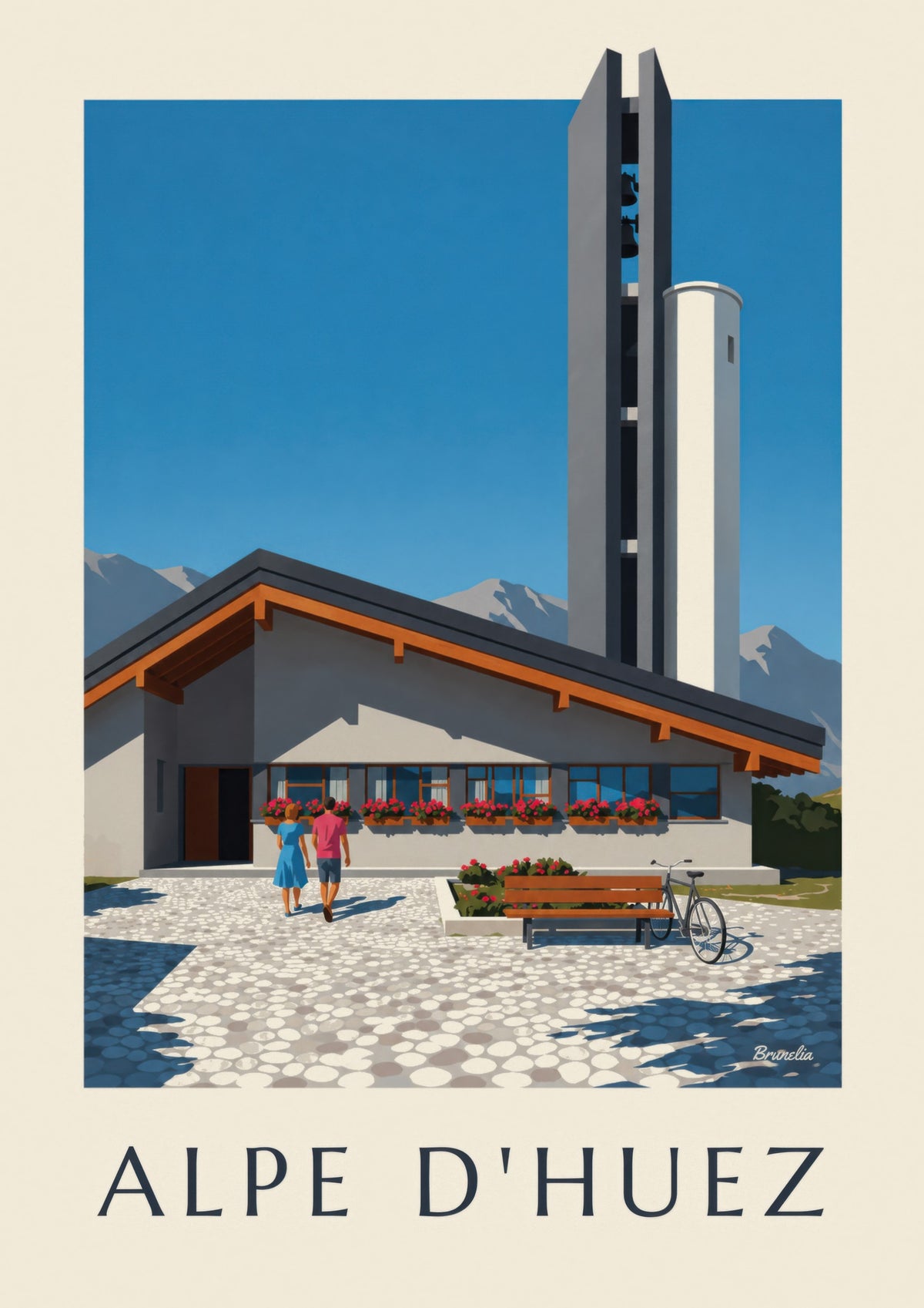 Cartel de la iglesia de Notre-Dame-des-Neiges de Alpe d'Huez