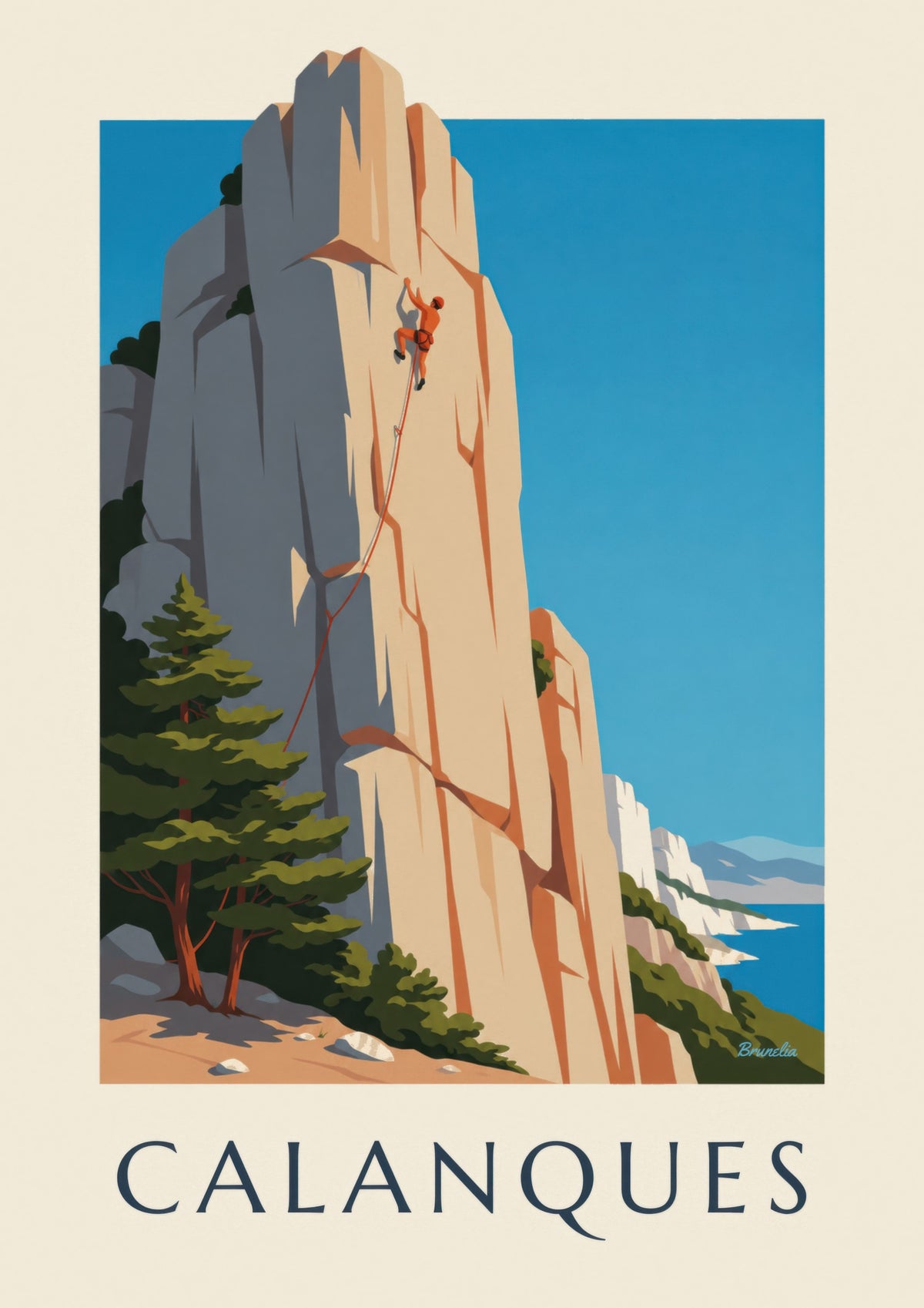 Póster de escalada en las calanques de Marsella | Brunelia