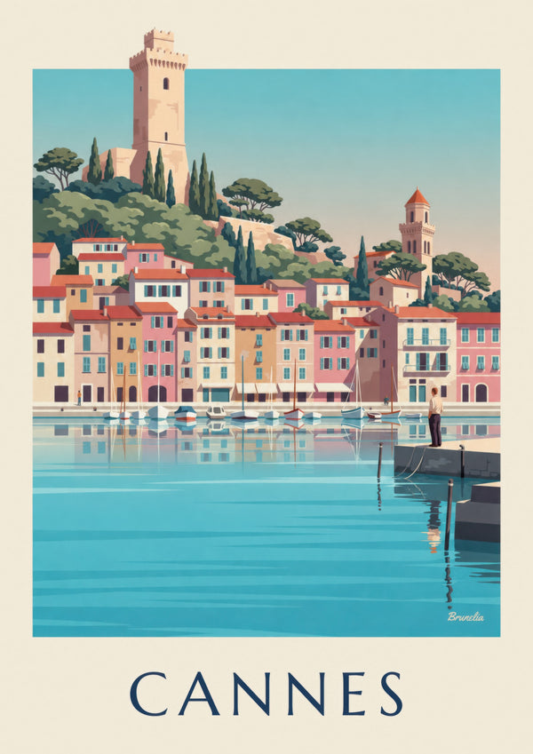 Póster del Puerto Viejo de Cannes y Le Suquet