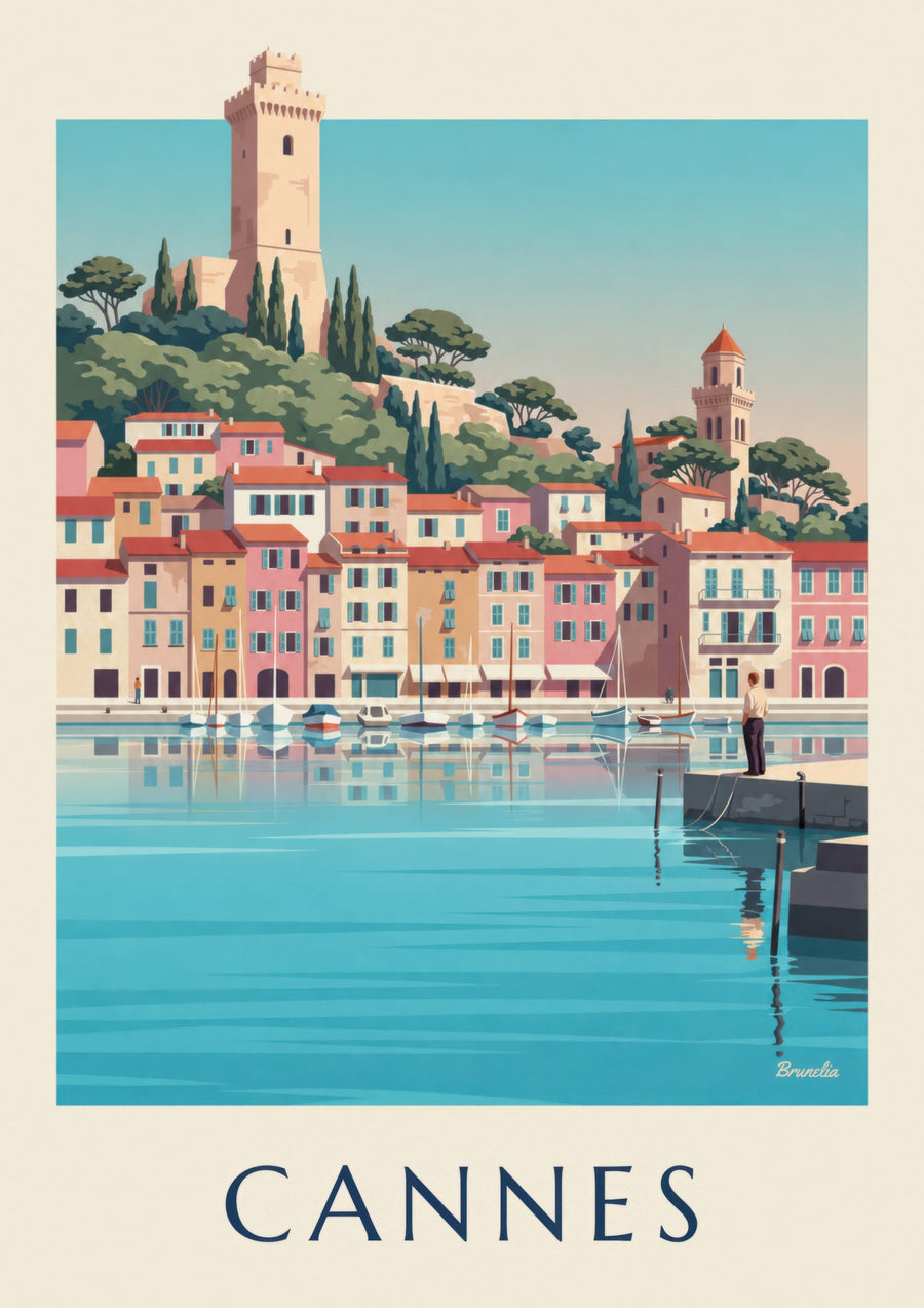 Póster del Puerto Viejo de Cannes y Le Suquet