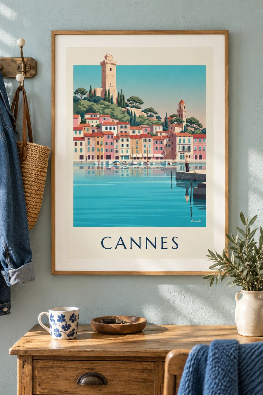 Póster del Puerto Viejo de Cannes y Le Suquet : enmarcado en la pared