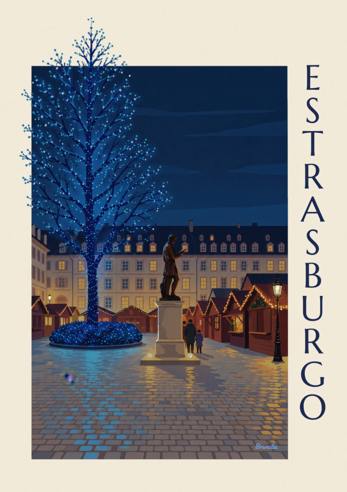 Póster de Navidad en Estrasburgo, plaza Gutenberg (título ESTRASBURGO)