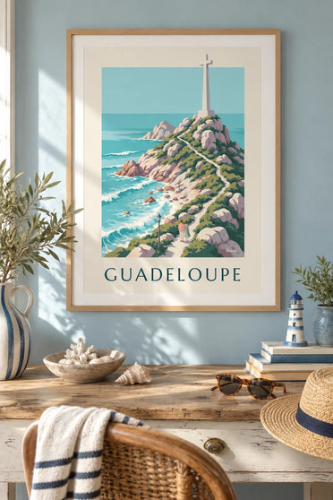 Póster de Guadalupe, Pointe des Châteaux y su cruz : enmarcado en la pared