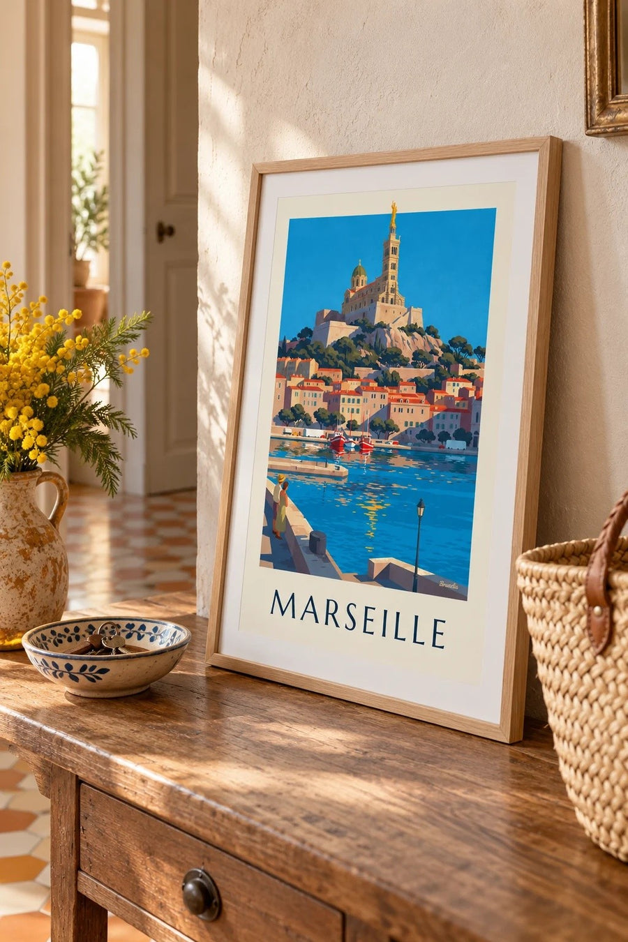 Póster de Notre-Dame-de-la-Garde en Marsella : formato pequeño A4 enmarcado