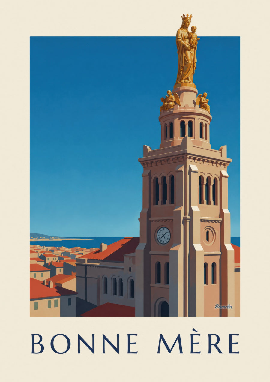 Póster de la Bonne Mère dorada de Marsella