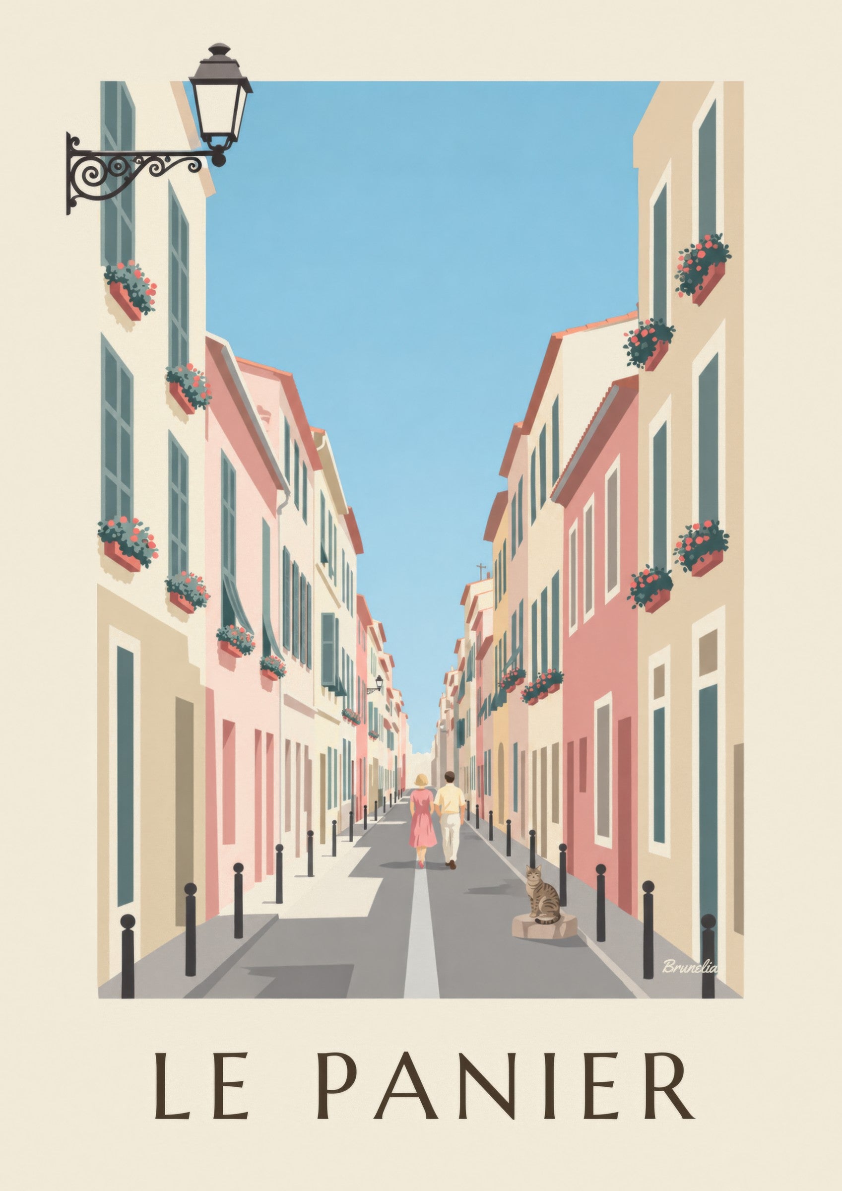 Affiche rue du Petit-Puits au Panier à Marseille: detalle en primer plano
