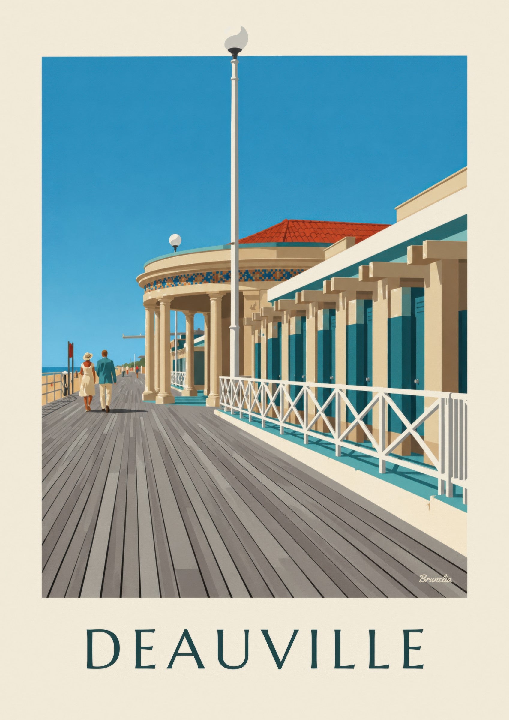 Affiche Deauville les Planches et les Bains pompéiens: detalle en primer plano
