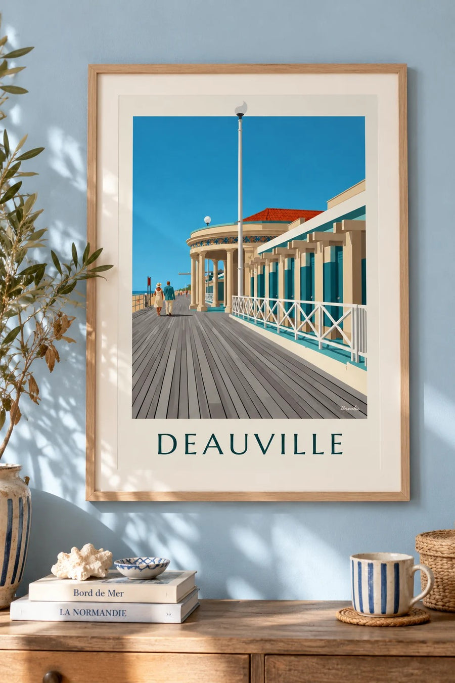 Affiche Deauville les Planches et les Bains pompéiens : encadrée au mur