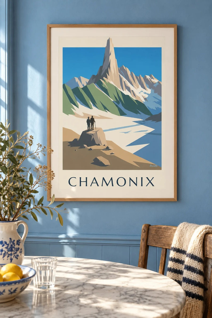 Affiche Chamonix, l'Aiguille du Dru : encadrée au mur