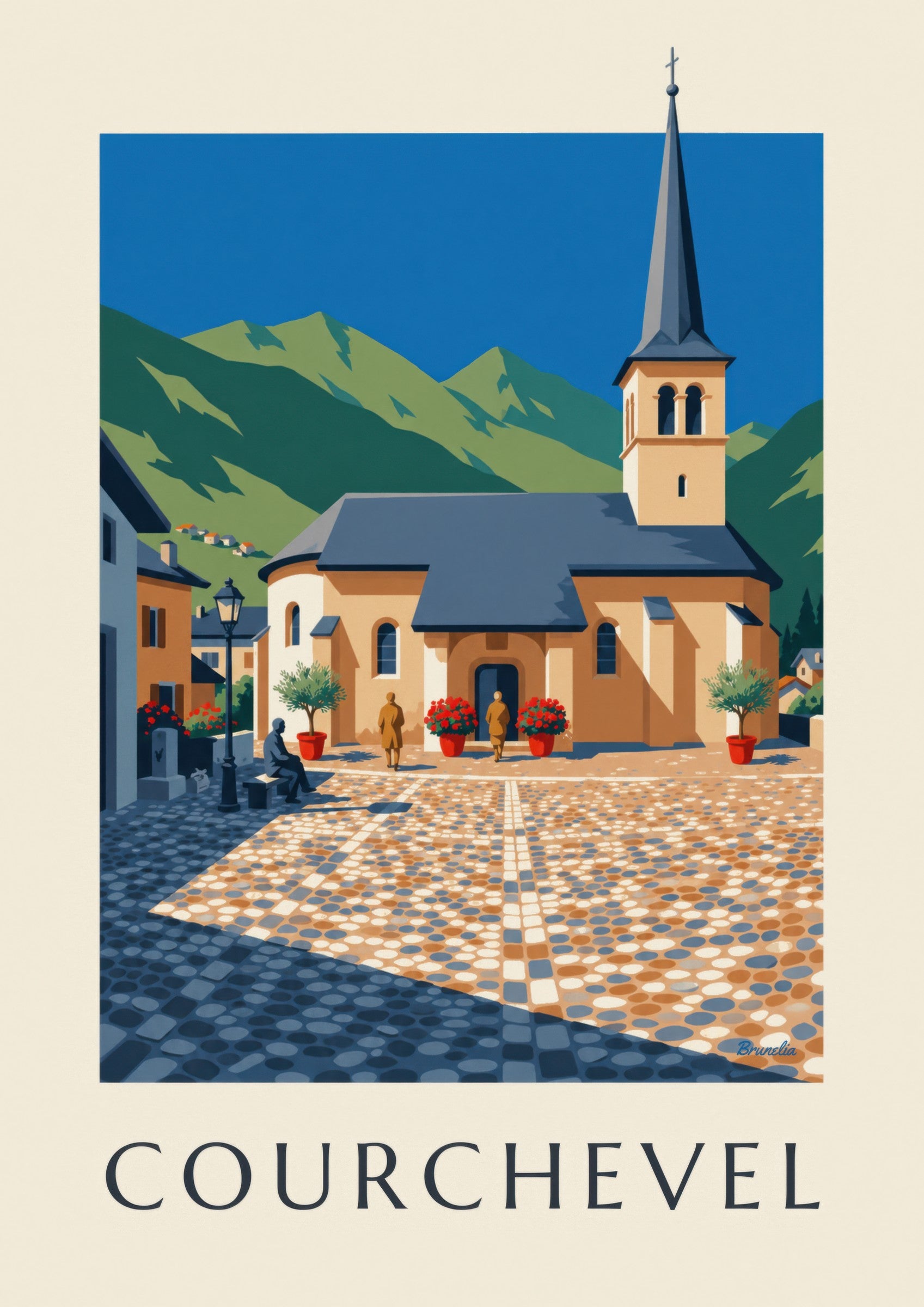 Affiche Courchevel, église de Saint-Bon: detalle en primer plano