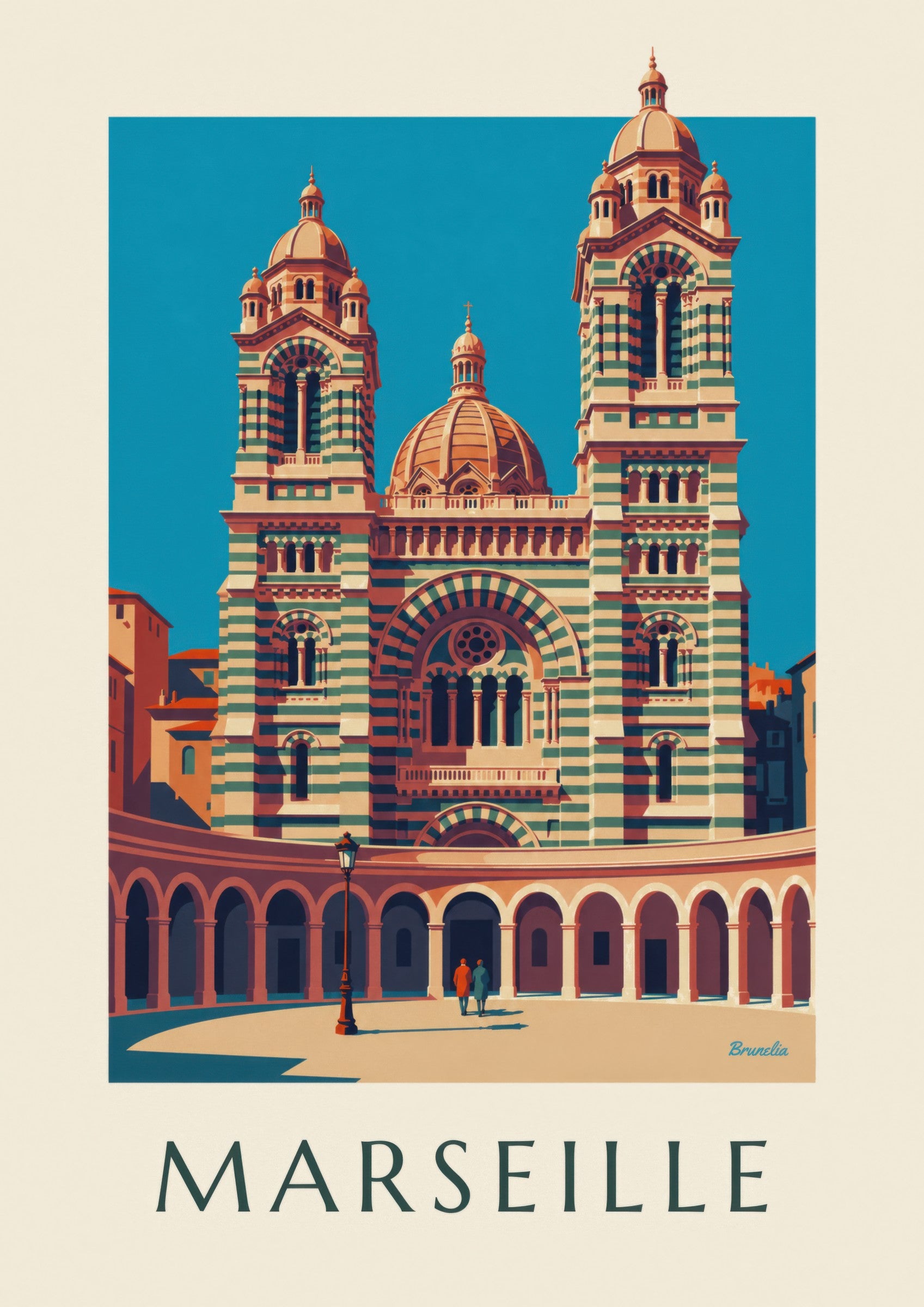 Affiche cathédrale de la Major à Marseille: detalle en primer plano