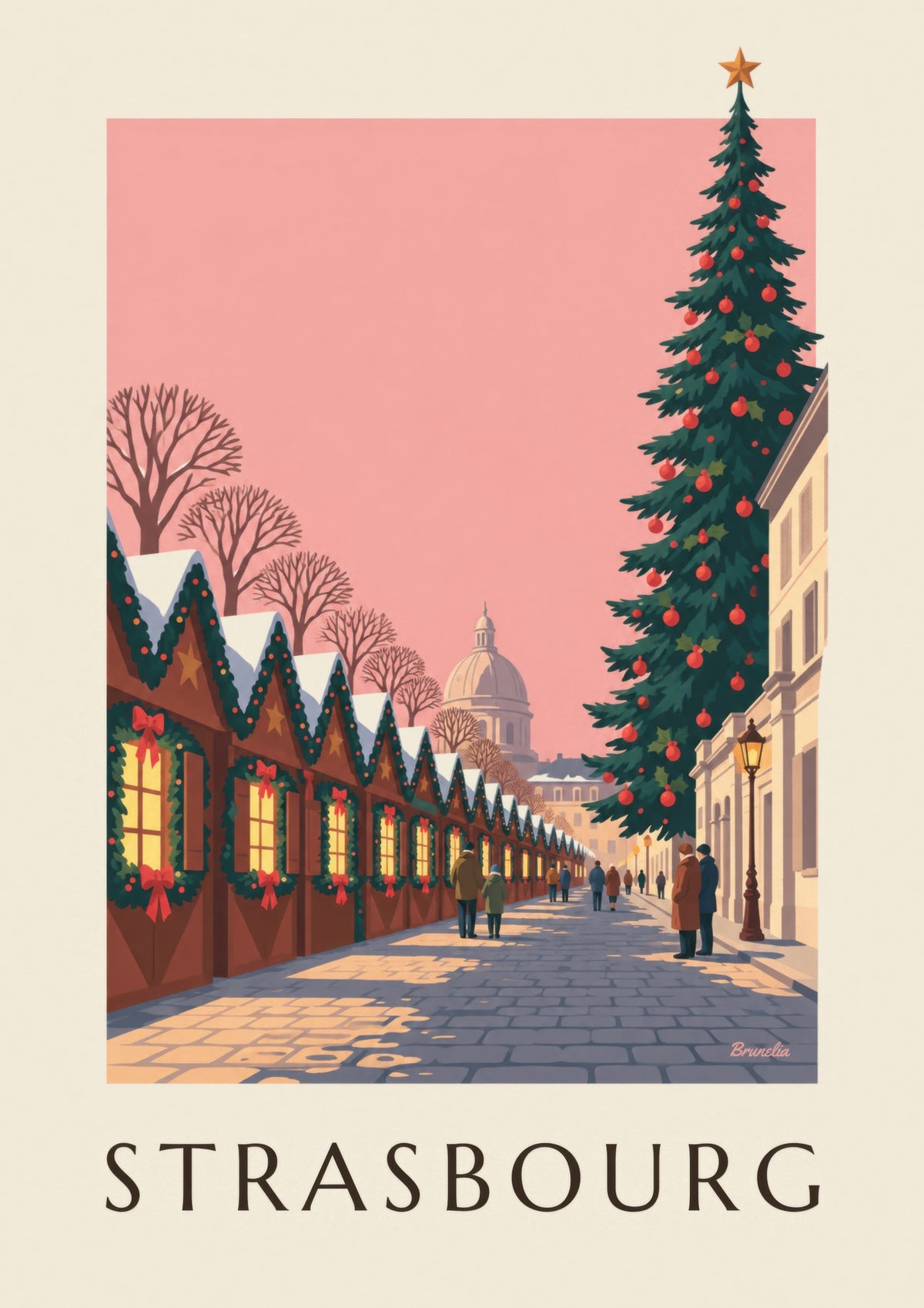 Póster del mercado navideño de Estrasburgo, plaza Broglie