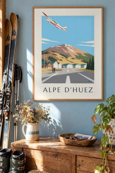 Lámina del altiport de Alpe d'Huez : enmarcado en la pared
