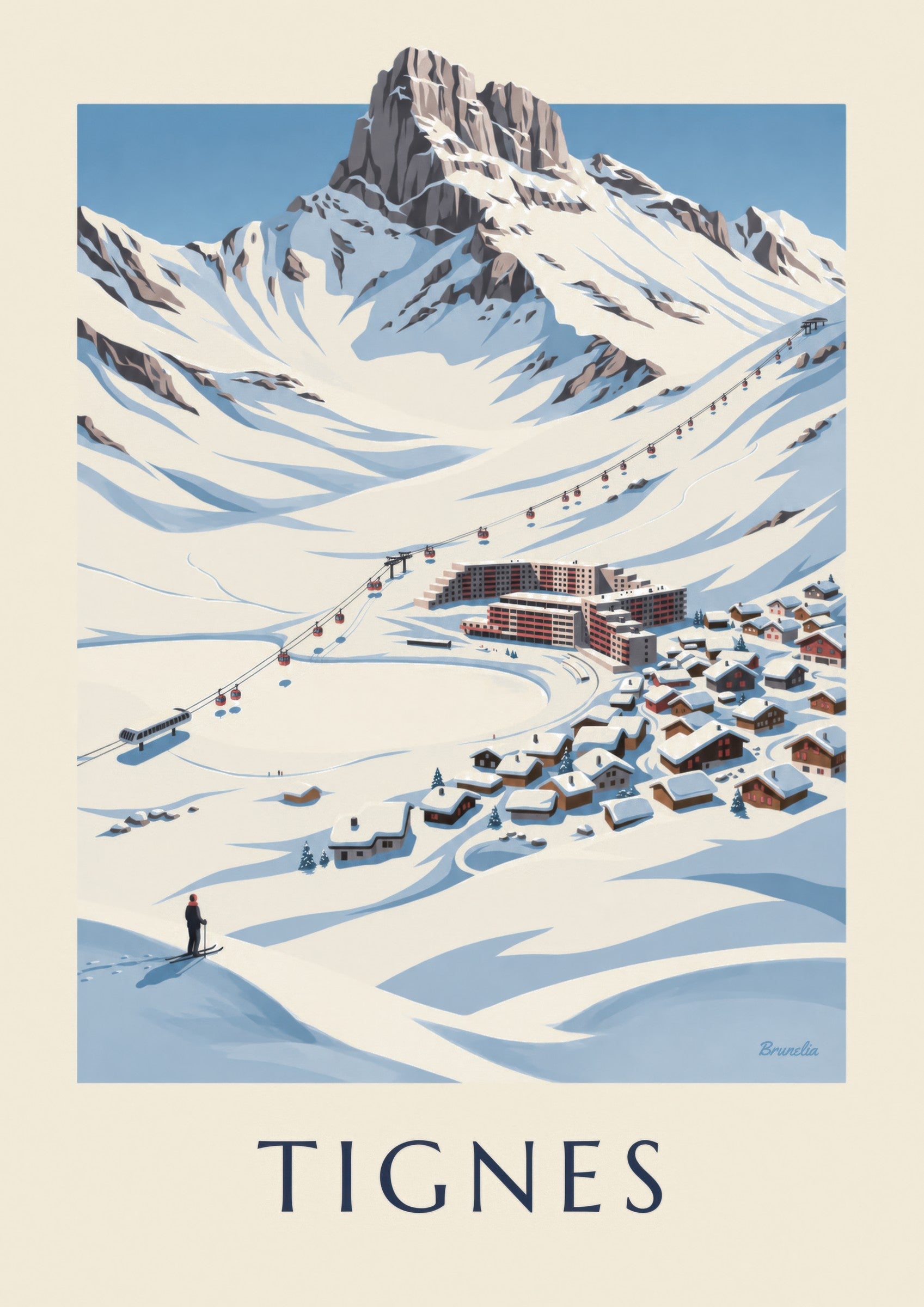Póster de Tignes-Le Lac bajo la nieve: detalle en primer plano