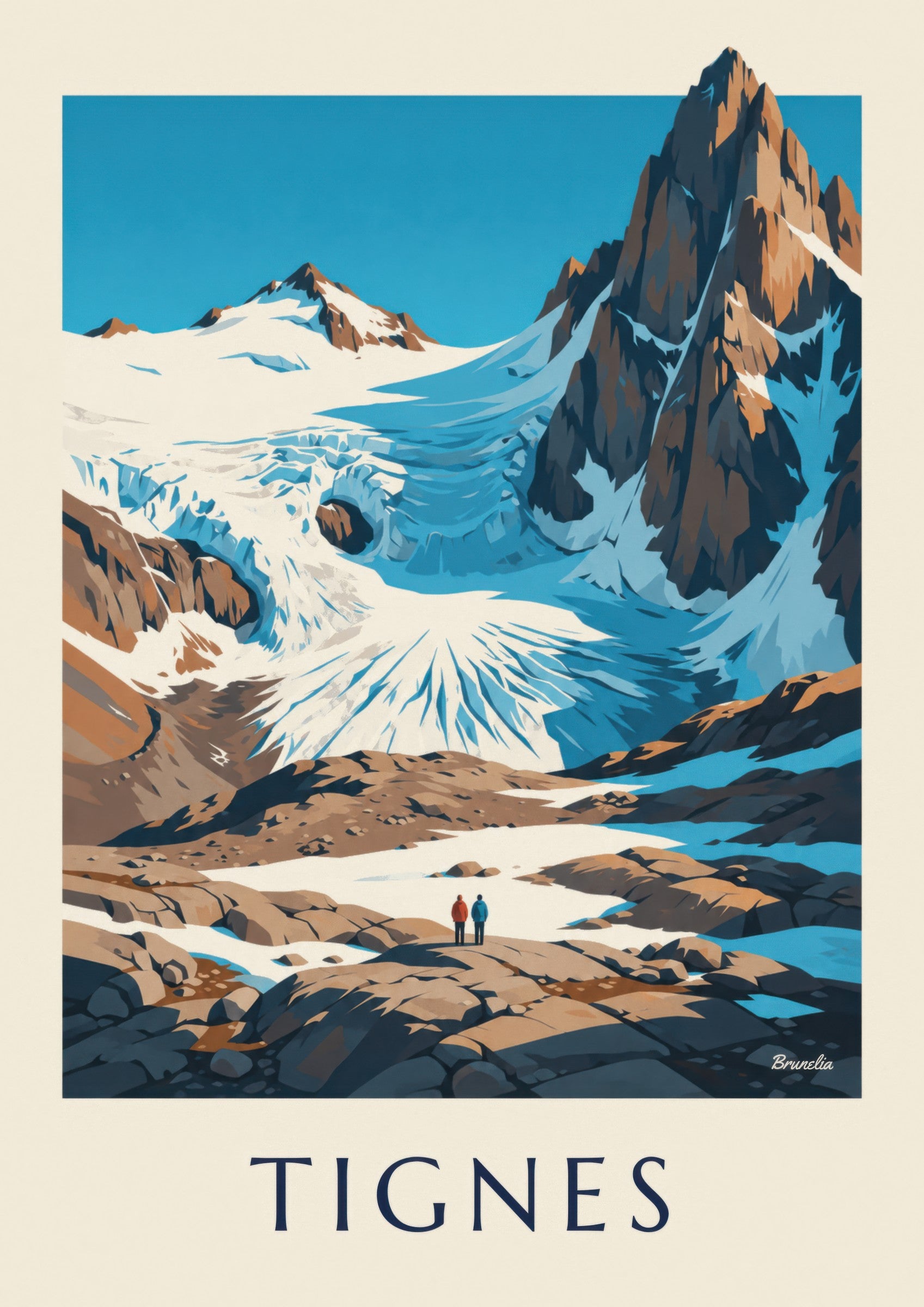 Póster de Tignes, la Grande Motte y la Grande Casse en verano: detalle en primer plano
