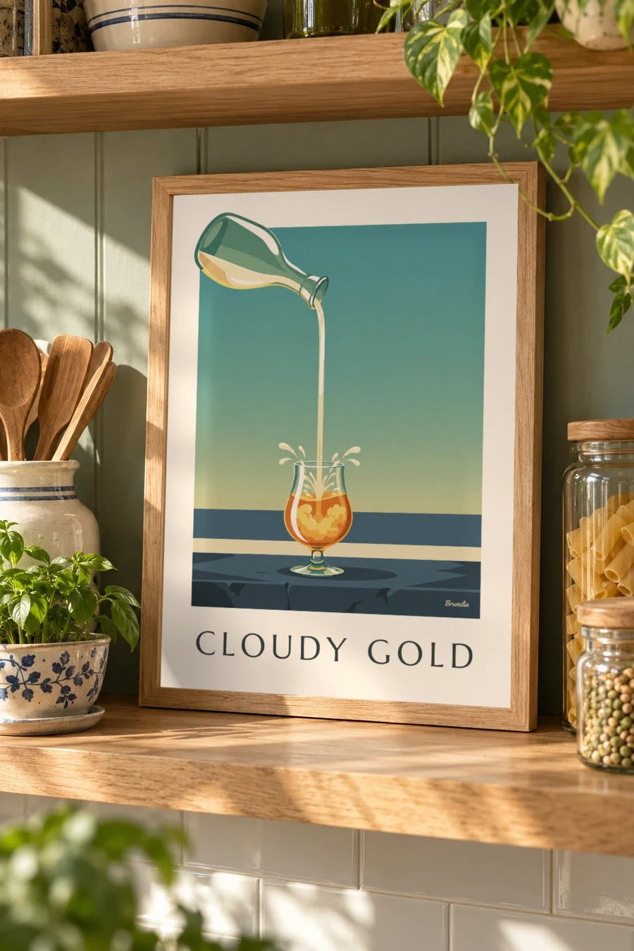 Affiche pastis et eau fraîche : petit format A4 encadré