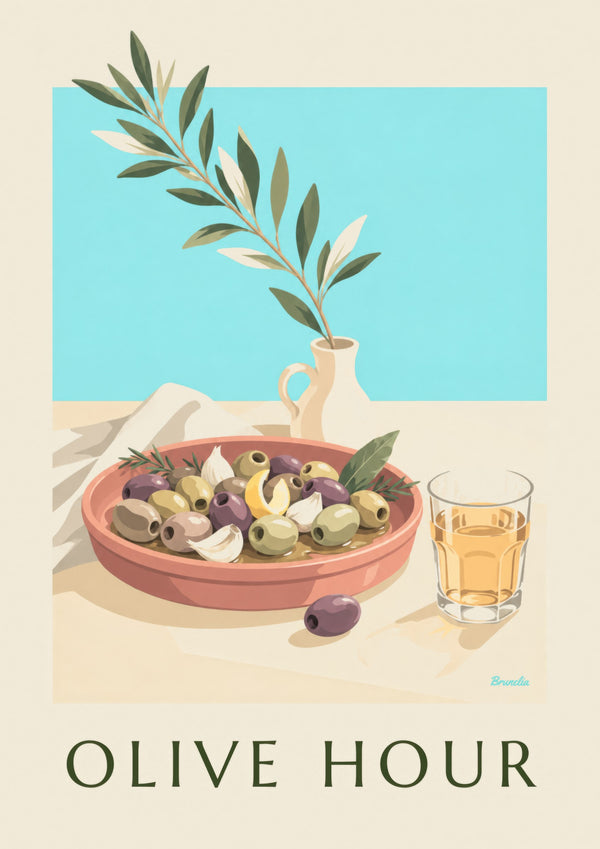Affiche olives de Provence à l'apéritif