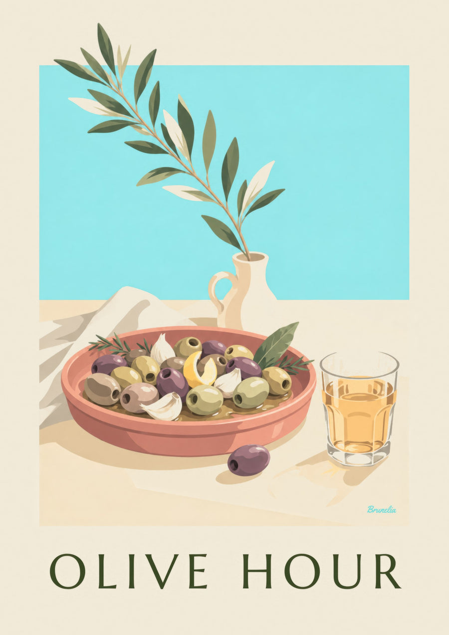 Affiche olives de Provence à l'apéritif