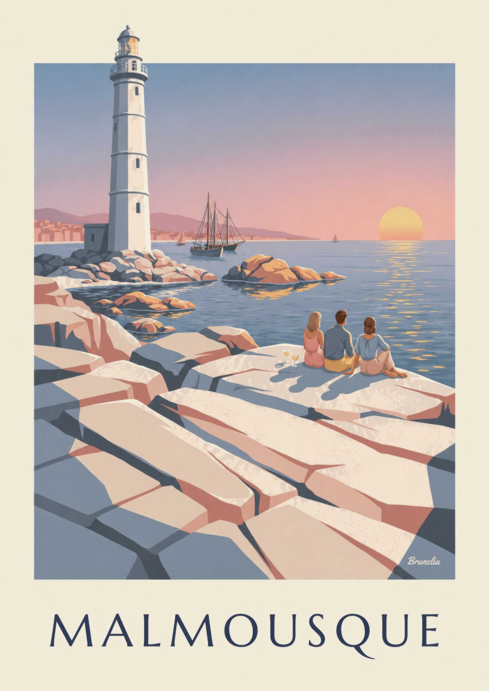 Affiche apéritif au coucher du soleil à Malmousque: detalle en primer plano