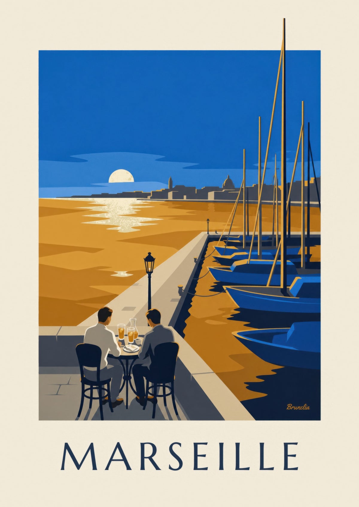 Affiche apéritif au coucher du soleil à Marseille