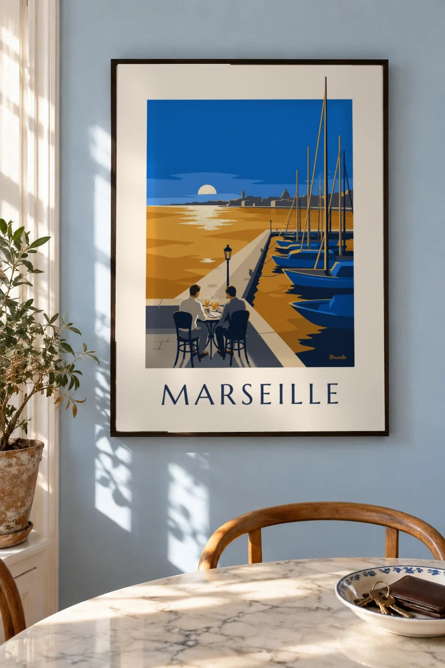 Affiche apéritif au coucher du soleil à Marseille : encadrée au mur