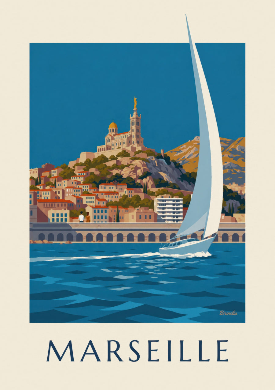 Póster de Notre-Dame-de-la-Garde vista desde el mar