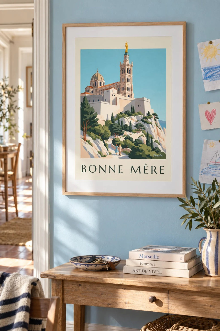 Póster de la basílica de Notre-Dame-de-la-Garde : enmarcado en la pared