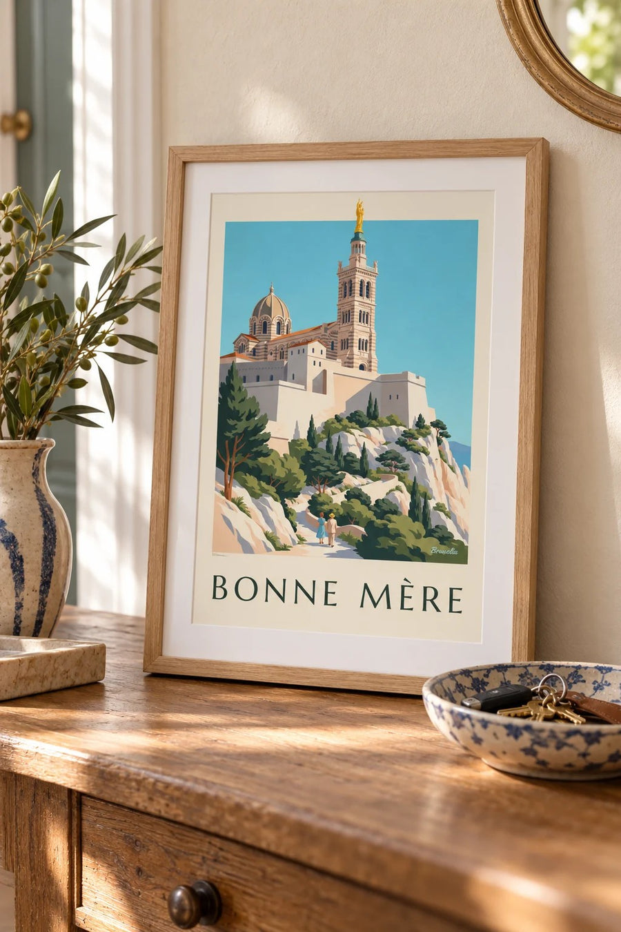 Póster de la basílica de Notre-Dame-de-la-Garde : formato pequeño A4 enmarcado