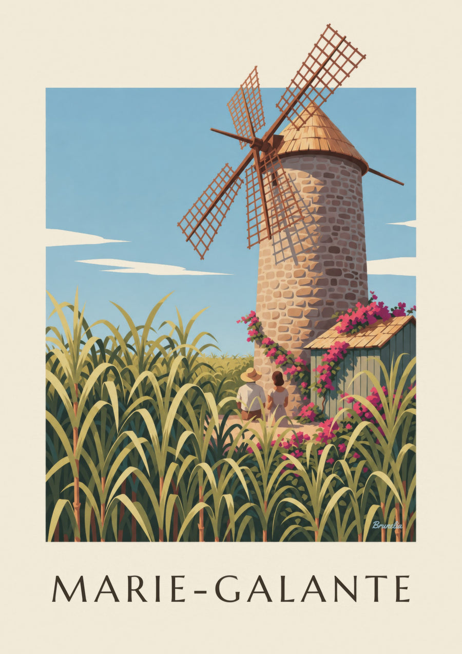 Póster de Guadalupe, molino de Bézard en Marie-Galante
